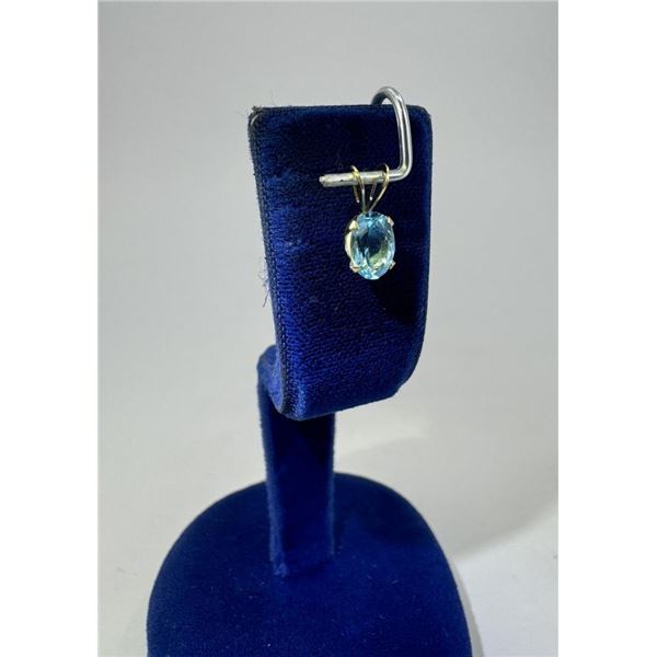 18K Gold & Blue Topaz Necklace Pendant