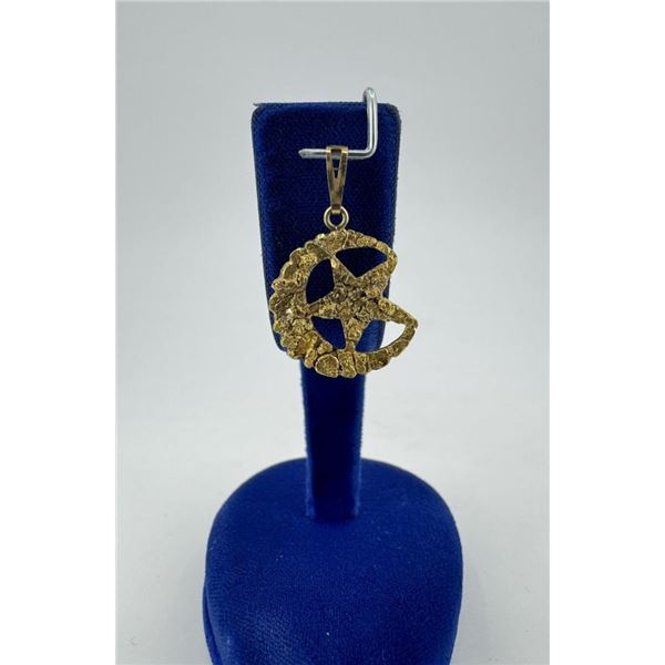 10k Gold Moon & Star Nugget Necklace Pendant