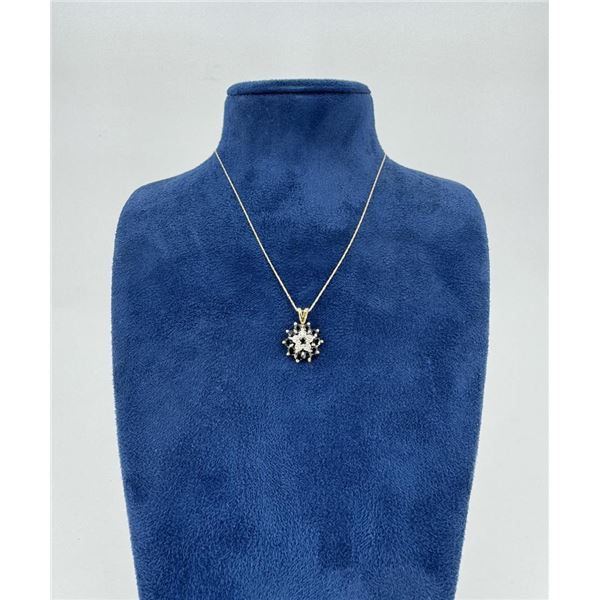 14K Gold Sapphire Diamond Necklace & Pendant