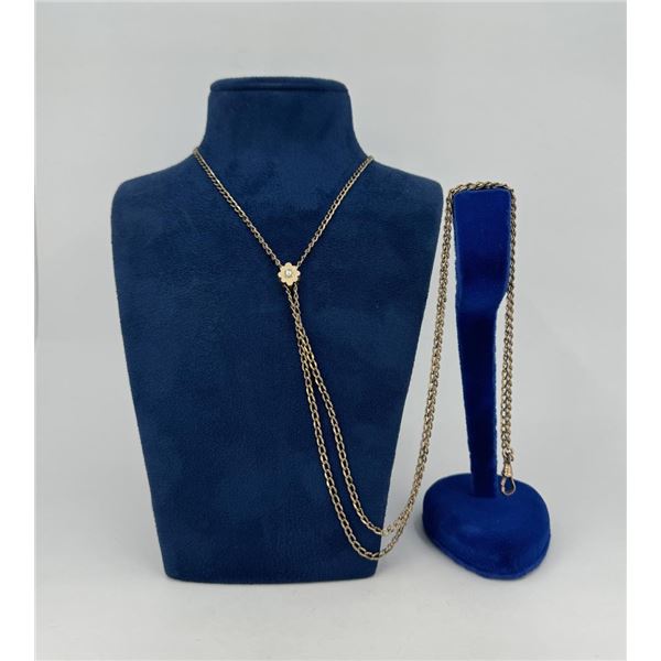 Ladies Pocket Watch Chain With 10K Gold Slide