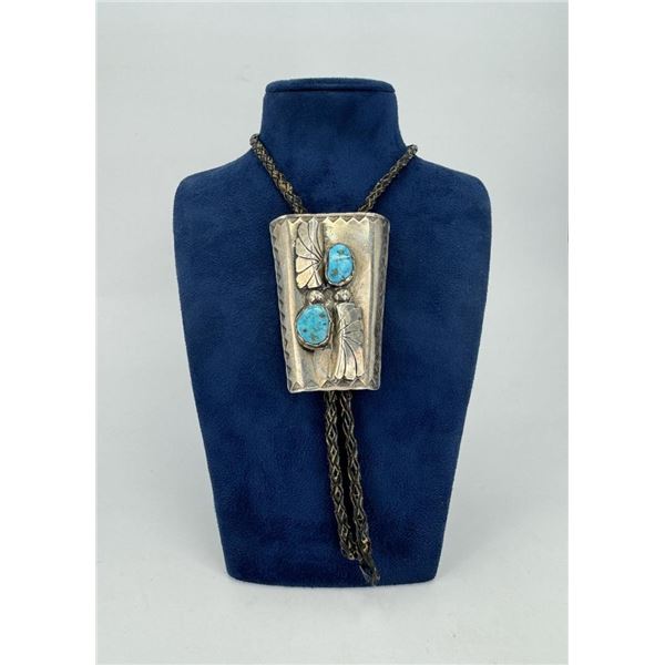 Navajo Sterling Silver Turquoise Bolo Tie