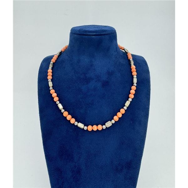 Sterling Silver Angel Skin Coral Necklace