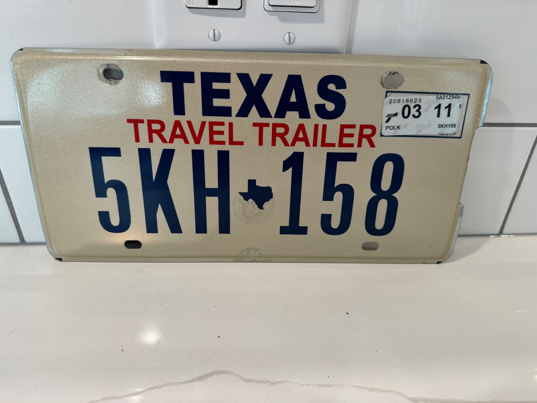 Texas travel trailer license plate