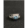 Image 1 : Sterling Silver w/ Blue Topaz + Markasite Stones Ladies Ring