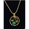 Image 2 : Lovely Gold Plated w/ Green Stones Pendant w/ Chain Necklace