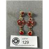 Image 1 : Vintage Pair of Red and White Rhinestones Earrings