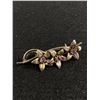 Image 1 : Antique Floral Brooch w/3 Set Amethyst Stones