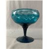 Image 1 : Beautiful Large Turquoise Compote. Approx. 9.5" Tall