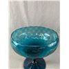 Image 2 : Beautiful Large Turquoise Compote. Approx. 9.5" Tall