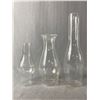 Image 2 : 2 Vintage Kerosene Lanterns (7.7" H & 11" H) w/ 3 Assorted Sizes Chimney Lamp Shades