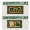 Image 1 : Central Bank of Manchukuo, ND (1937 to 1941), Pair of Issued Banknotes