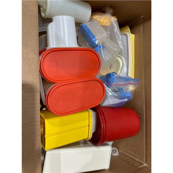 Tupperware Collection and Two Stools