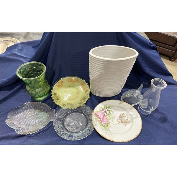 Collection of Glass and Ceramic Serving Dishes, Vases and More