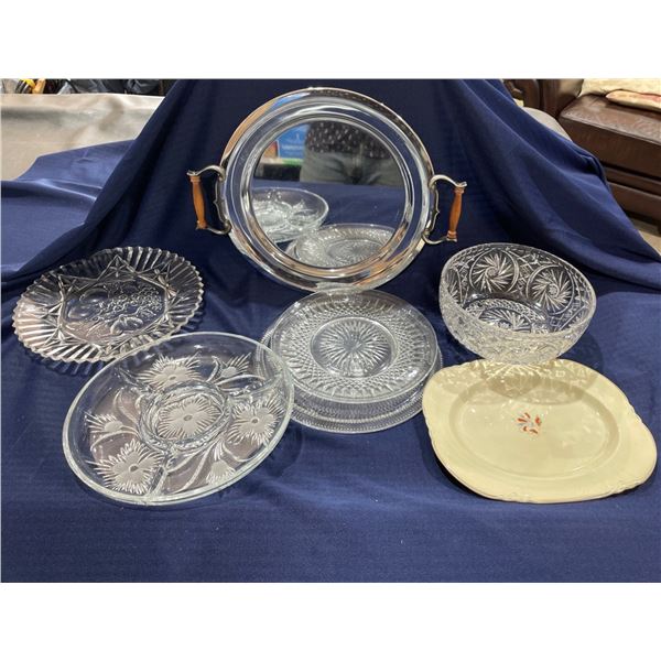 Pinwheel Crystal Serving Bowl plus Serving Plates and Platters