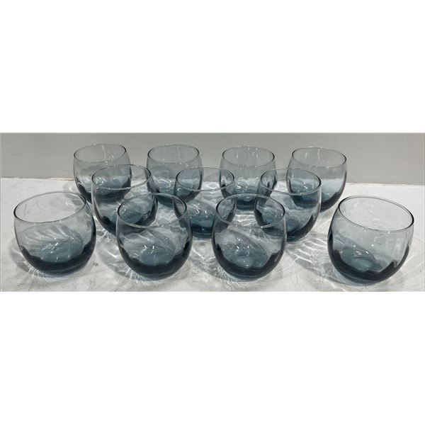 11 Vintage Swirl Blue Glass Tumblers, Libbey Glass