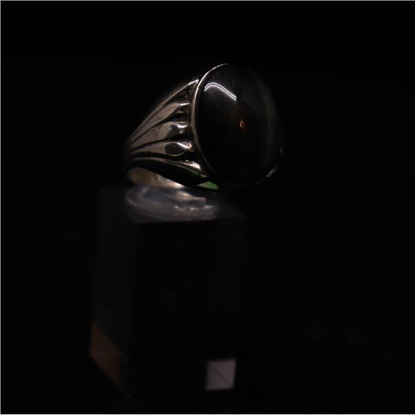Sterling Silver Ring with Black Stone