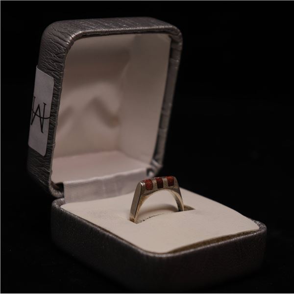 Silver Ring with Orange Stone