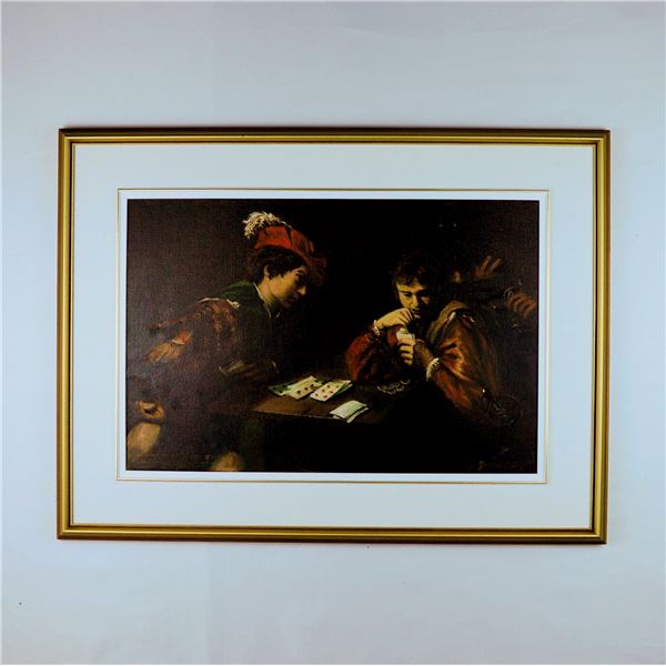 Painting "Card players" - reproduction of 1634 by G. Guiede (?)