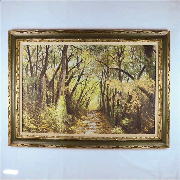 River Valley Walk Painting in Green Frame