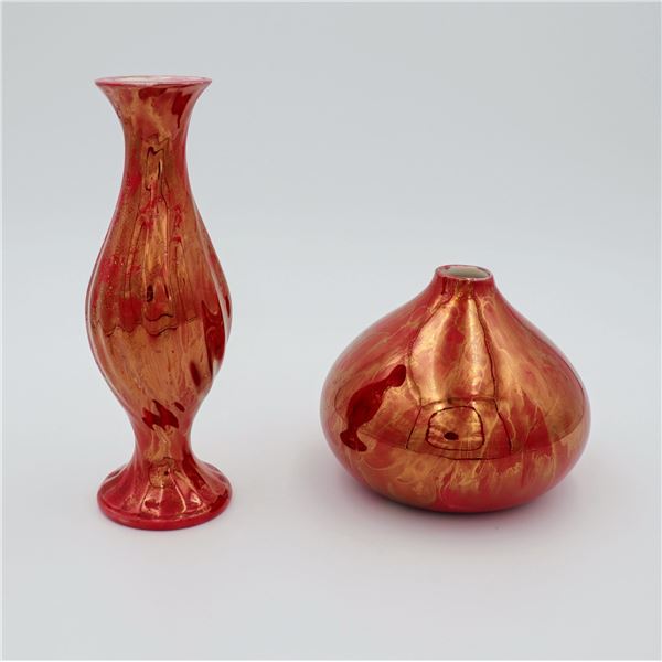 Pair of Red Luster Vases