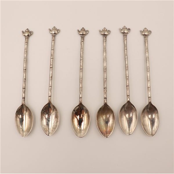 Set of 6 Teaspoons with Teapot Finials