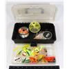 Image 1 : SMALL TACKLE BOX FULL OF ASSORTED FISHING GEAR