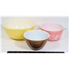 Image 1 : THREE MISMATCHED PYREX BOWLS. BROWN 1.5 PT #401