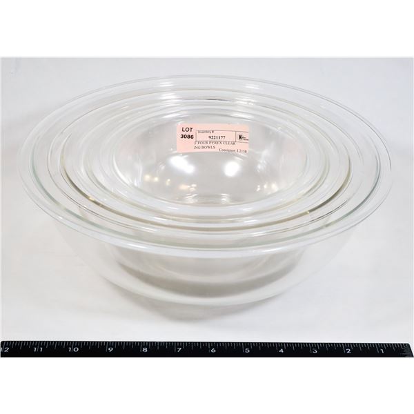 SET OF FOUR PYREX CLEAR NESTING BOWLS