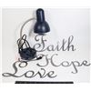 Image 1 : FAITH, HOPE, LOVE METAL SIGNS, SOLD WITH LAMP
