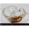 Image 1 : TOPAZ&CLEAR HAND BLOWN GLASS UNUSED ASH TRAY