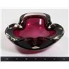Image 1 : HANDBLOWN BURGUNDY GLASS ASH TRAY