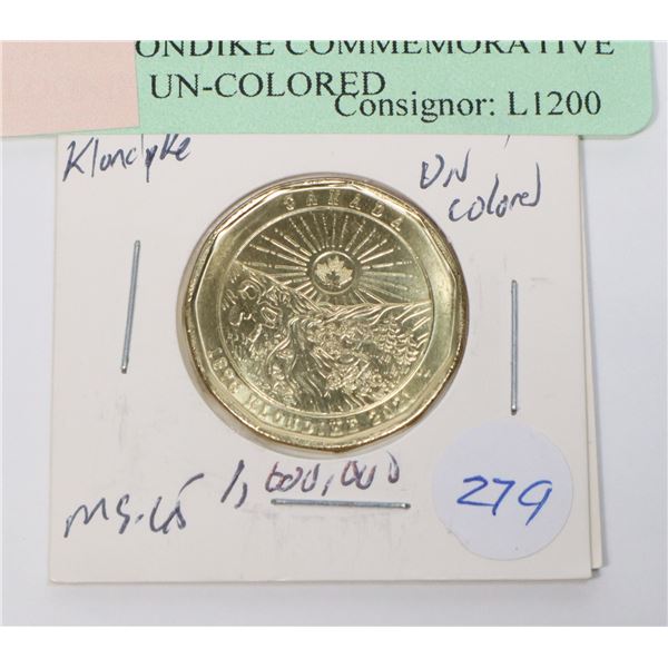 2021 KLONDIKE COMMEMORATIVE LOONIE UN-COLORED