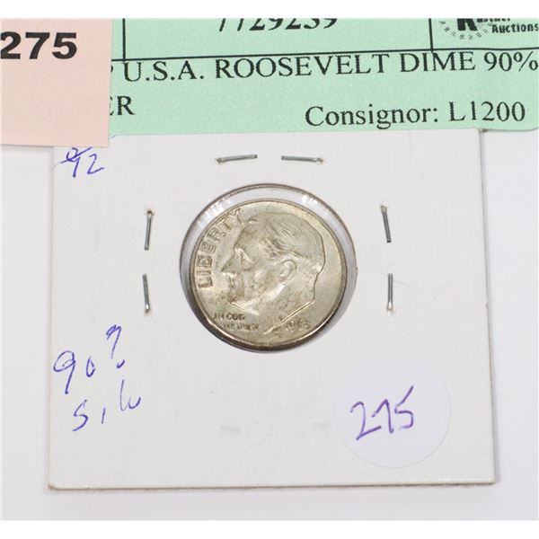 1963 P U.S.A. ROOSEVELT DIME 90% SILVER