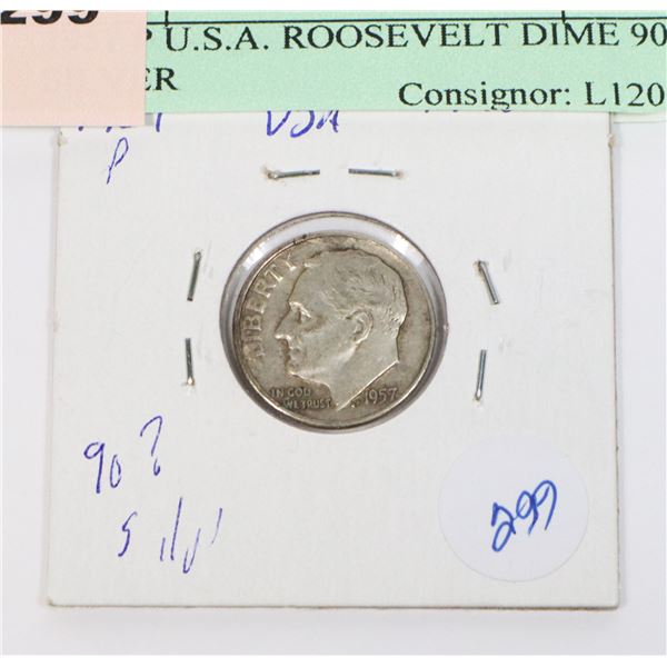 1957 P U.S.A. ROOSEVELT DIME 90% SILVER