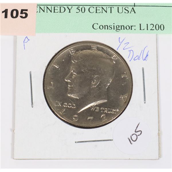 1972 KENNEDY 50 CENT USA