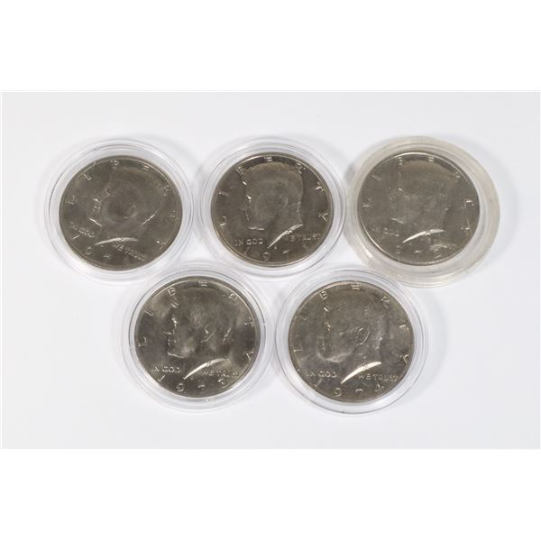 LOT OF 5 AMERICAN JFK HALF DOLLARS 1971,1971,1972