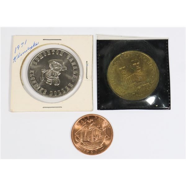 1967 HALF PENNY AND TWO EDMONTON THEMED TOKENS