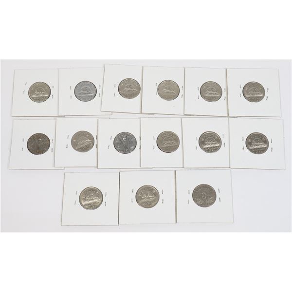 (15)1935-1951 CANADA 5 CENTS COINS