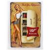 Image 1 : NEW 8" X 12" MILLER HIGH LIFE PIN UP GIRL METAL