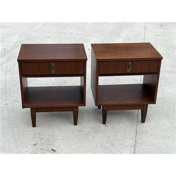 Pair Mid Century Night Stands / Side Tables - Approx: 14x20 & 24.25"T - see photos