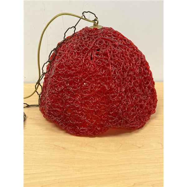 Vintage Red Lucite Spaghetti Style Hanging Swag Lamp - nice, works. Shade: 13.5"W 9.5"T