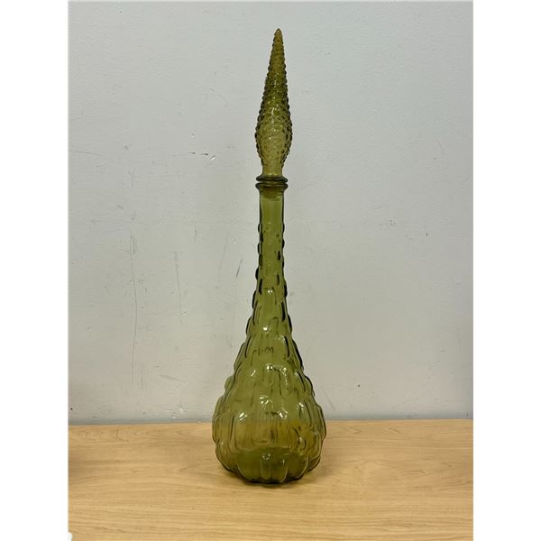 Mid Century Italian Glass Genie Bottle w/ stopper 22"