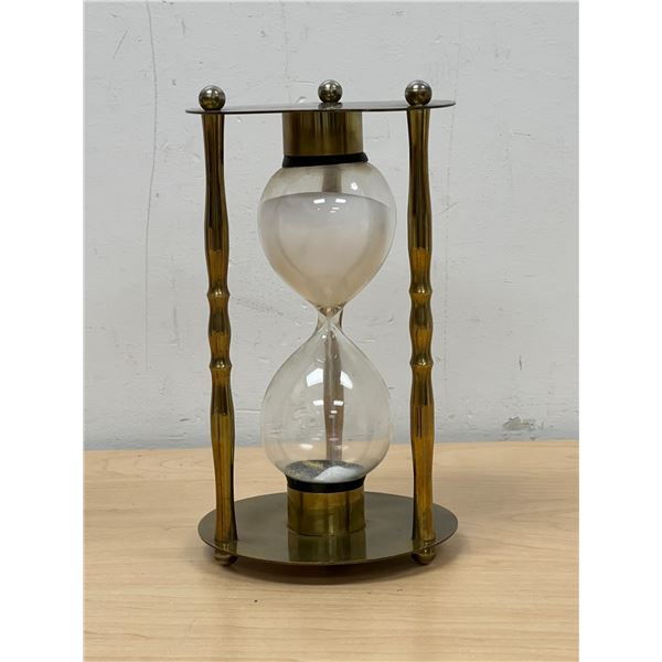 Brass / Glass Hour Glass - Approx: 7"T 4"W
