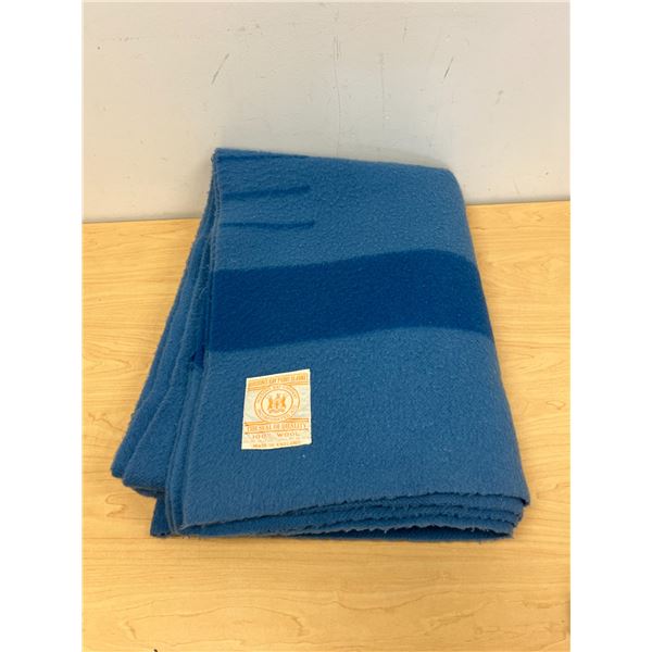 Blue 3.5 Point Hudson's Bay Company HBC Wool Blanket Approx: 62x86" - nice, see all photos