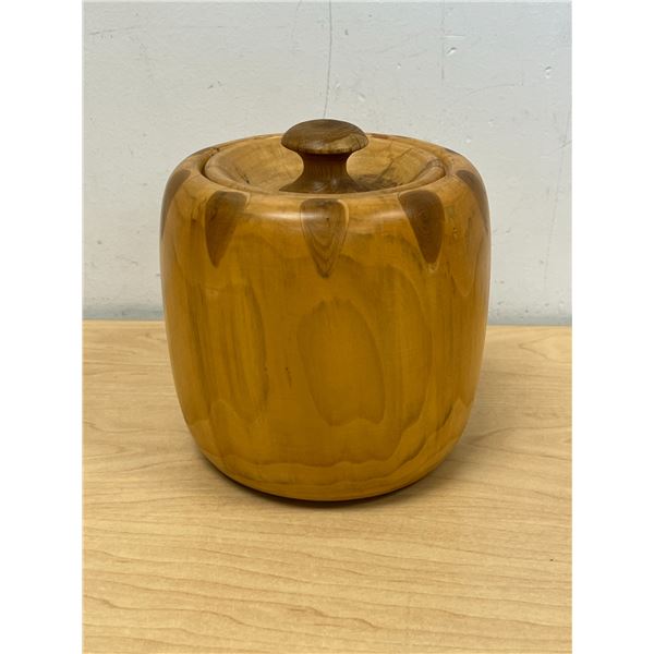 Amazing Raymond Chatel (St. Claude, MB) Sculptural Wood Lidded Jar - Approx: 6x6"
