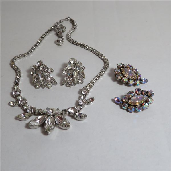 SHERMAN necklace and matching clip on earrings & Second set of earrings - see description