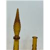 Image 2 : 2 Mid Century Yellow/Gold Art Glass Genie Bottles & One Stopper - tallest 21.5" - see photos
