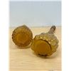 Image 5 : 2 Mid Century Yellow/Gold Art Glass Genie Bottles & One Stopper - tallest 21.5" - see photos