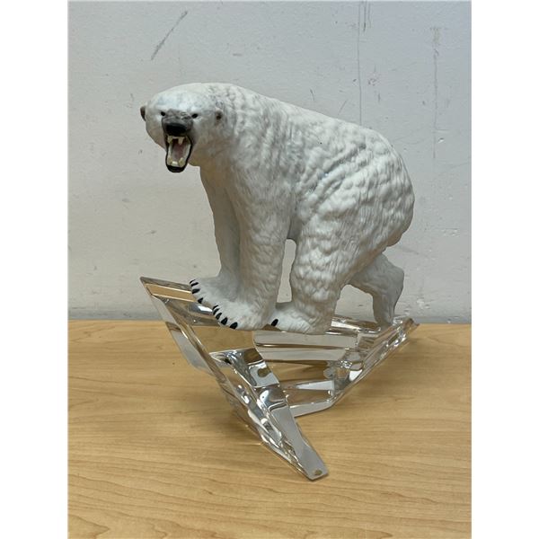 Ceramic Polar Bear On Crystal Glass Iceberg - larger approx: 12"W 10"T - see photos