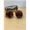 Image 5 : Mid Century Blown Glass Oil & Vinegar Bottle w/ Holder - nicely done, (bottles 4.5") see photos